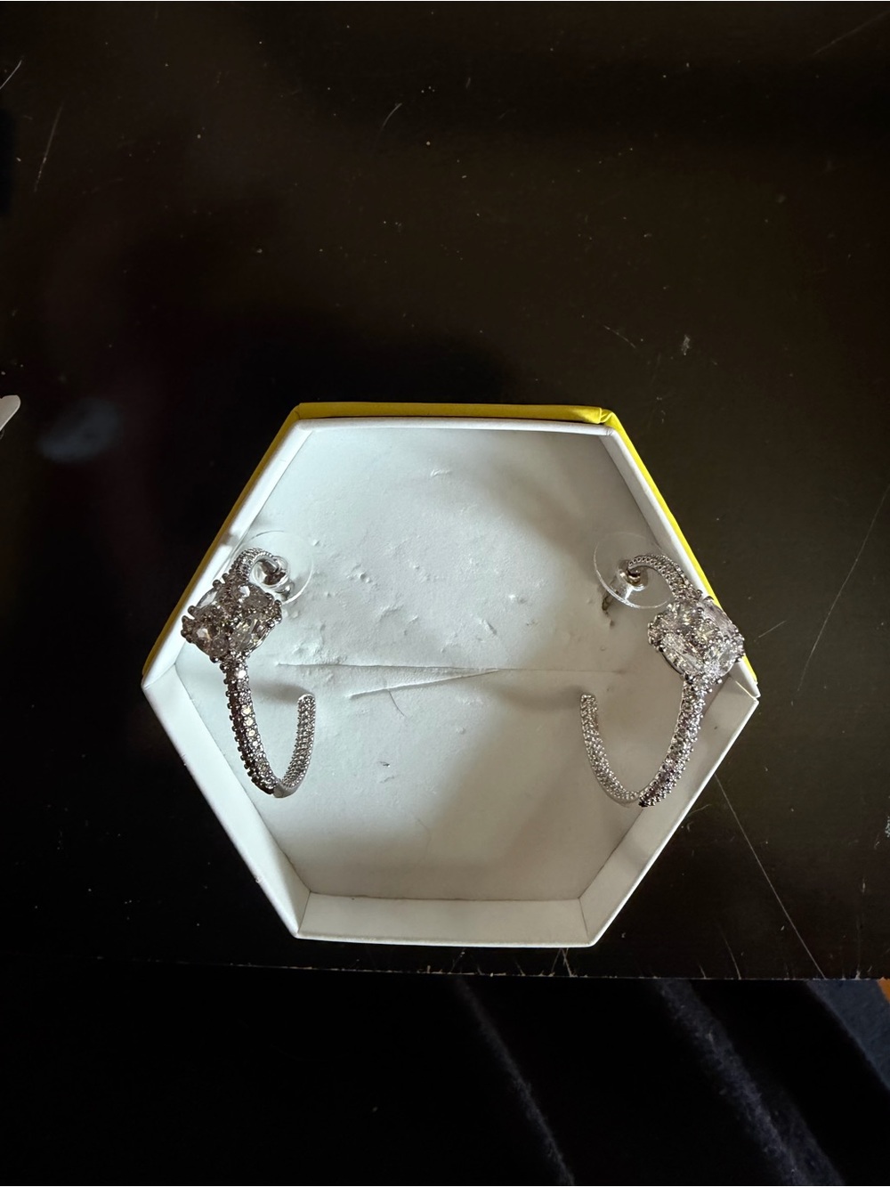 CZ on Rhodium OG Hoops